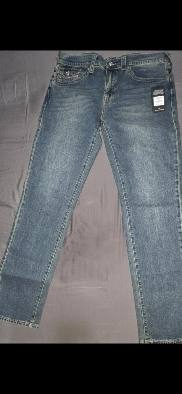 True Religion Men's Geno Slim Fit Straight Jeans Size 36x32 Sku 162 NWT